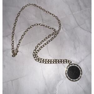 Vintage Gold Tone Coro Round Medallion Pendant Necklace